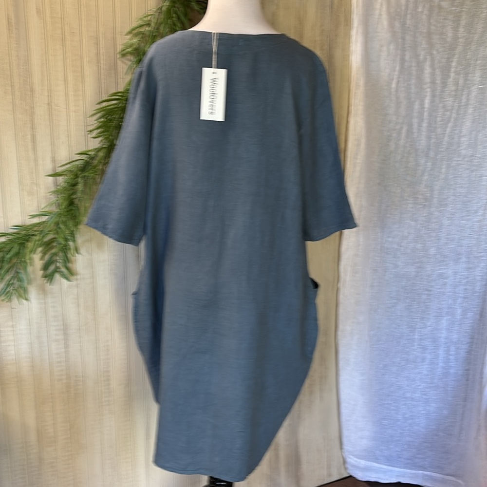 Relaxed Scoop Neck Midi Dress in Slate Blue - Picture 6 of 14